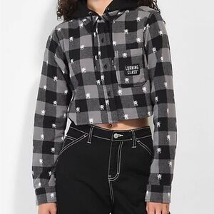 Lurking Class Women Flannel Cropped Hoodie